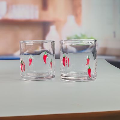 14oz Chili Decorative DOF Glass Heart Shape Water Tumbler Glasses Mexico Rock Glass Cup for Wedding Party Gift