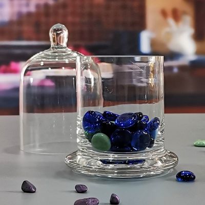 Customized Color Glass Cloche Jar with Bell Dome Glass Lid For Candle Wax