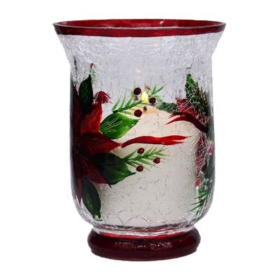 Ice Crack Classic American Glass Hurricane Candle Holder