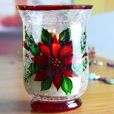 Ice Crack Classic American Glass Hurricane Candle Holder