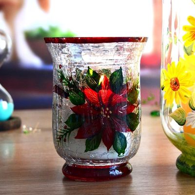 Ice Crack Classic American Glass Hurricane Candle Holder