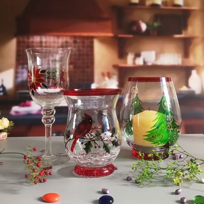 Ice Crack Classic American Glass Hurricane Candle Holder