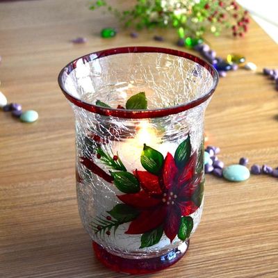 Ice Crack Classic American Glass Hurricane Candle Holder