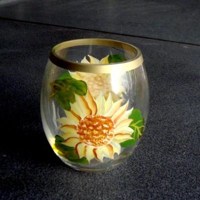 Egg Shaped Beautiful Color Glass Cylinder Candle Holders , Glass Votive Candle Holders
