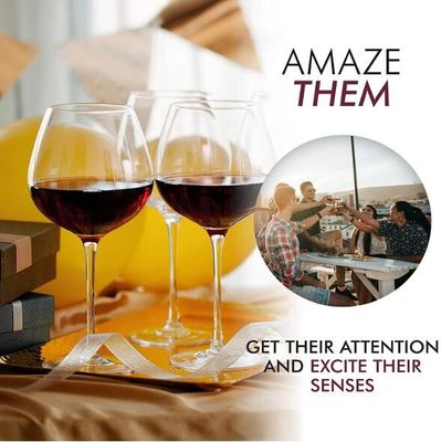 Mouthblown Large Size 750ml Stemed Crystal Wine Glasses , Crystal Red Wine Glasses