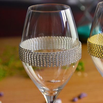 Diamonds Decorated Crystal Wine Glass As Anniversary Gift