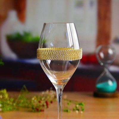 Diamonds Decorated Crystal Wine Glass As Anniversary Gift