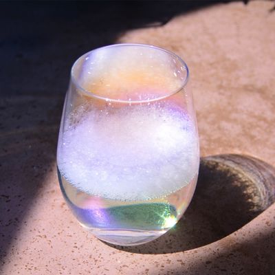 Ion Plated Rainbowl 16 Oz Stemless Wine Glass , Antique Crystal Wine Glasses