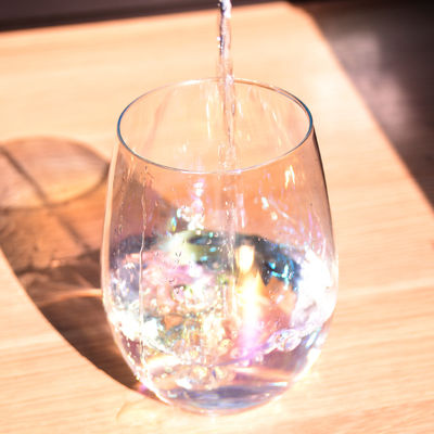 Ion Plated Rainbowl 16 Oz Stemless Wine Glass , Antique Crystal Wine Glasses