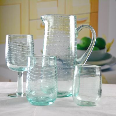 Natural Color Thick Wall 11oz Vintage Crystal Goblets With Bubbles