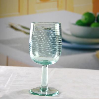 Natural Color Thick Wall 11oz Vintage Crystal Goblets With Bubbles