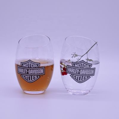 Angled Top 10oz Handmade Whiskey Glass With Color Logo Print