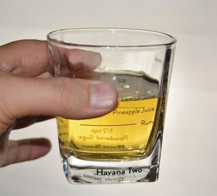 Set Of Four Square 240ml Fancy Whiskey Glass With Decal