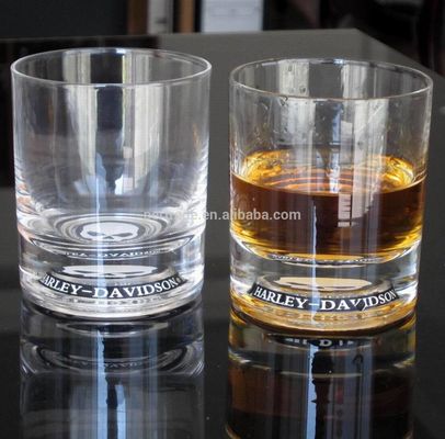 Logo Debossed Bottom Whiskey Tumbler Glass , Crystal Scotch Glasses For Brands Gift