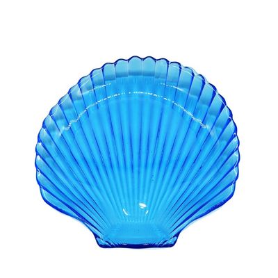 Ocean Series Sea Shell Blue Glass Charger Plate For Dessert