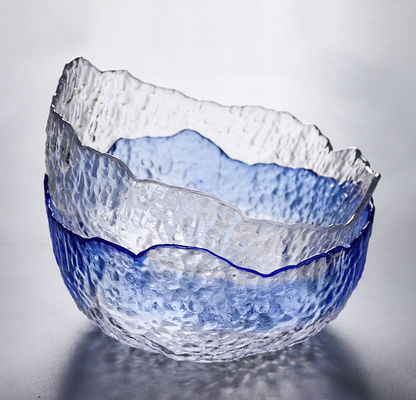 Hammered Pattern Irregular Shape Crystal Salad Serving Bowl