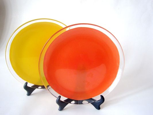 10 Inch Transparent Edge Tinting Color Glass Charger Plates