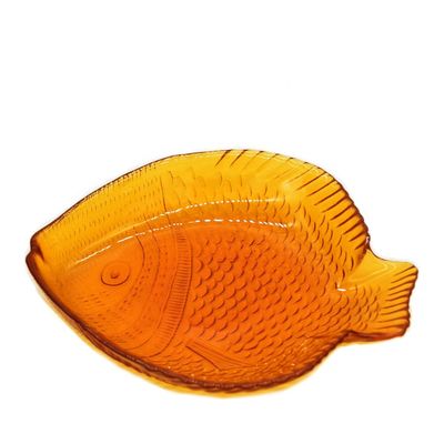 Fish Shaped Embossed Colorful Glass Charger Plates