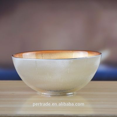 Silver Gold Decorated Glass Charger Plates For Salad Bowl