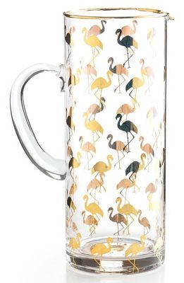 Golden Flamingo Printed Crystal Highball Glasses For Restaurant