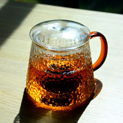 Handmade Glass Tea Mug With Embossed pattern High Borosilicate GlassTea Cup Tumbler Drinking Glasses