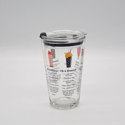 Decorated Pint Ice Tea Glass Cup With Lid And Silicate Straw Cocktail Tumbler Drinking Glasses