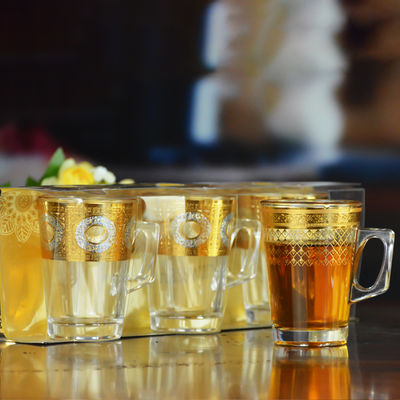 Golden Decorated Gold Decal Tumbler Drinking Glasses