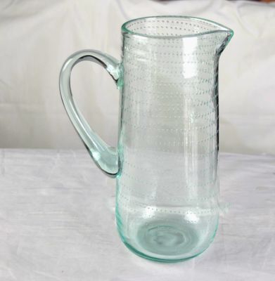 Recycle Green Spiraling Bubbles  Glass Water Pitcher , Large Glass Pitcher
