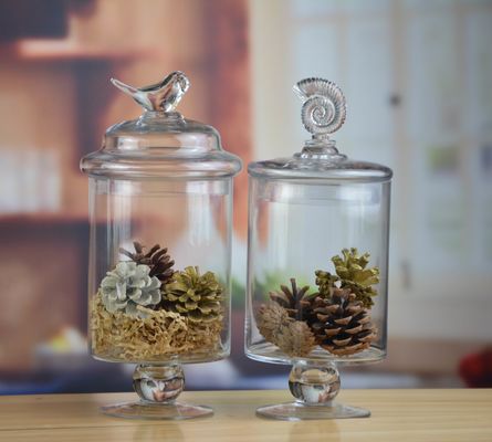Bird Handle Glass Canister With Lid