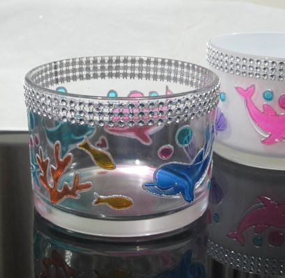 Handpainted Votive Candle Holders With Ocean Fish Pattern