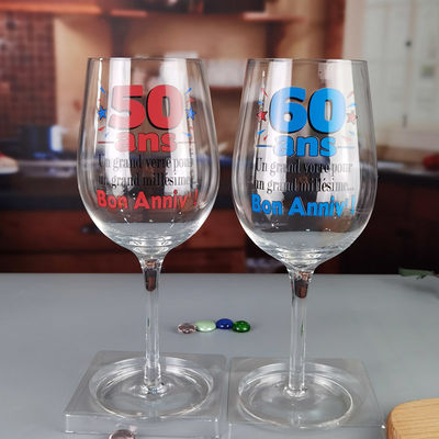 Clear 1 Litre Giant Wine Glass With Anniversary Decor