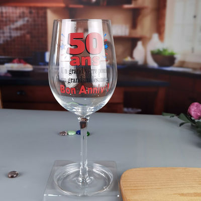 Clear 1 Litre Giant Wine Glass With Anniversary Decor