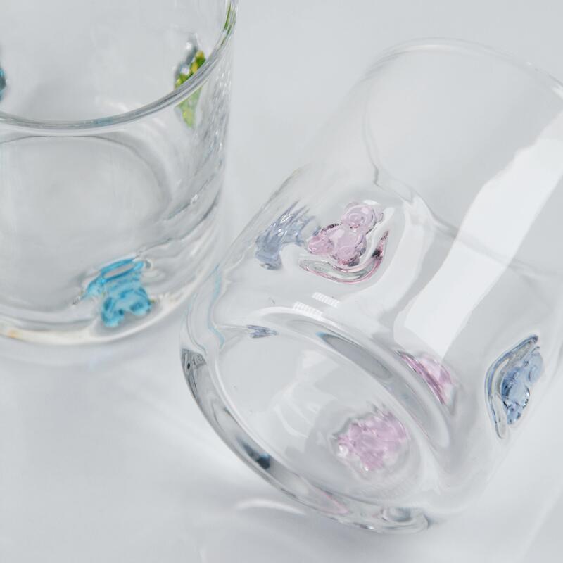 qualidade Copo de Icon de Ursinho de goma soprado à mão, 400 ml de copo limpo com ursinho colorido, copo de suco de uísque divertido para crianças adultos, presente de bares fofinhos fábrica
