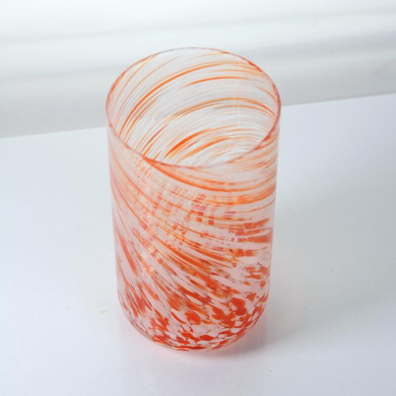 qualidade Hand-blown Orange Swirl Confetti Glass Cup - Artisan Crafted Drinking Glass for Whiskey and Cocktails fábrica