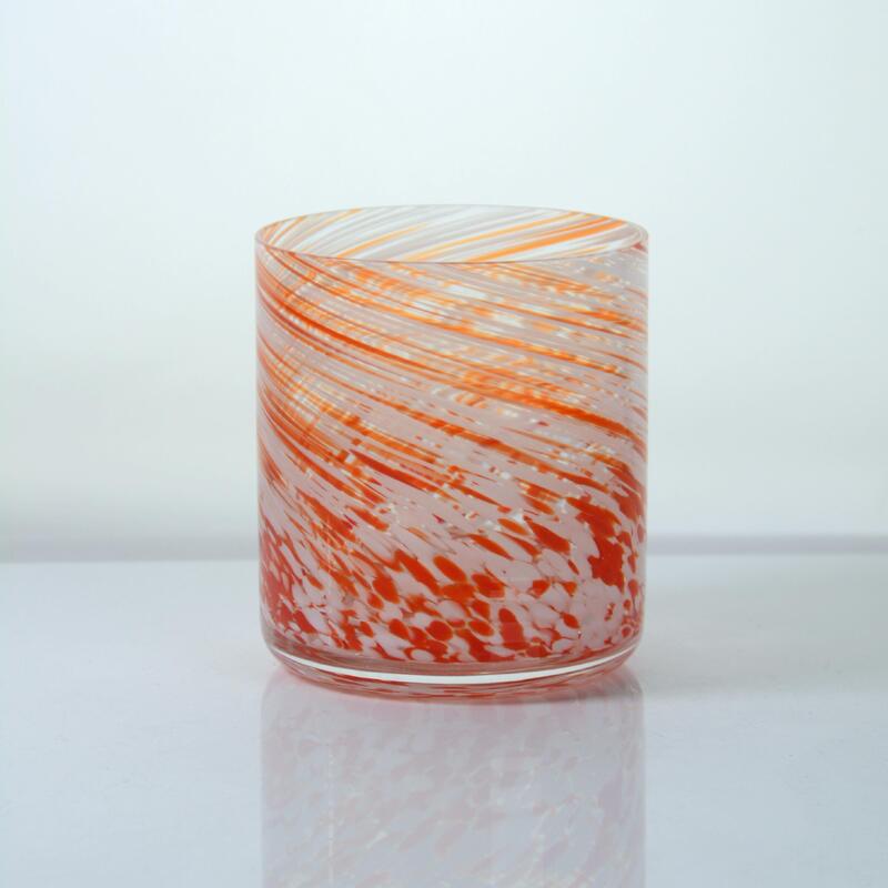 qualidade Hand-blown Orange Swirl Confetti Glass Cup - Artisan Crafted Drinking Glass for Whiskey and Cocktails fábrica