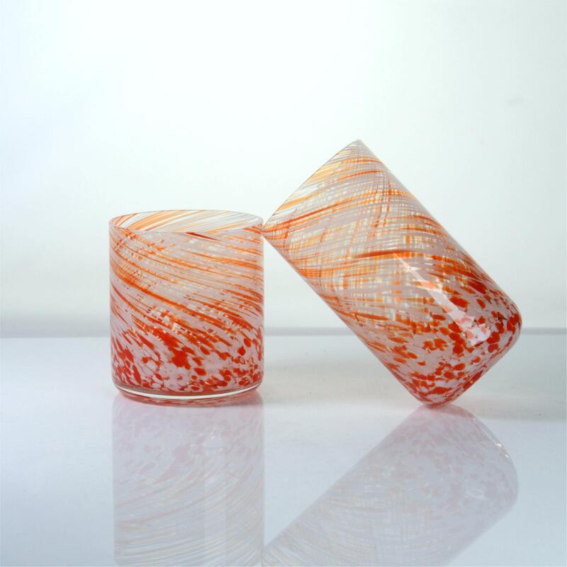 qualidade Hand-blown Orange Swirl Confetti Glass Cup - Artisan Crafted Drinking Glass for Whiskey and Cocktails fábrica