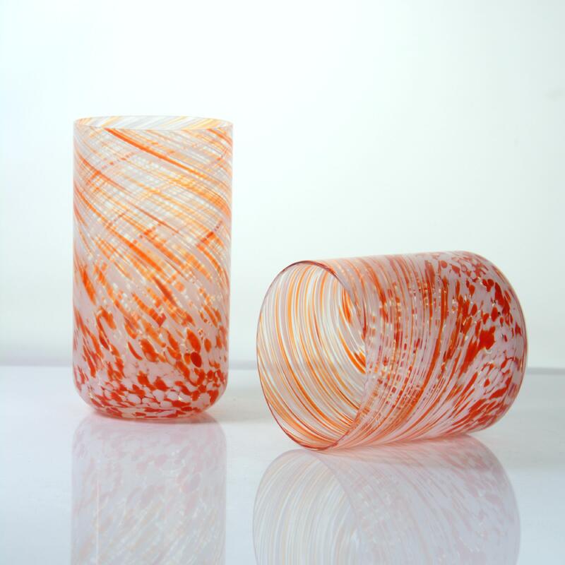 qualidade Hand-blown Orange Swirl Confetti Glass Cup - Artisan Crafted Drinking Glass for Whiskey and Cocktails fábrica