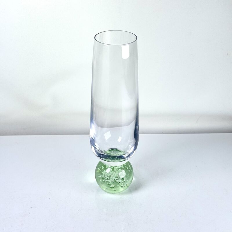 qualidade Conjunto de 2 taças de champanhe sopradas à mão, base de esfera de bolha verde, flautas sem haste modernas para vinho espumante, prosecco, decoração de casa fábrica