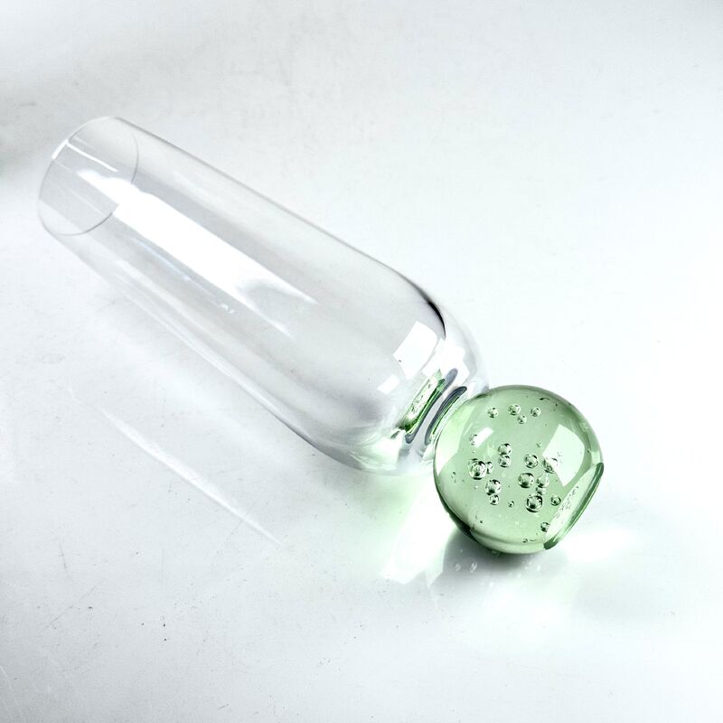 qualidade Conjunto de 2 taças de champanhe sopradas à mão, base de esfera de bolha verde, flautas sem haste modernas para vinho espumante, prosecco, decoração de casa fábrica
