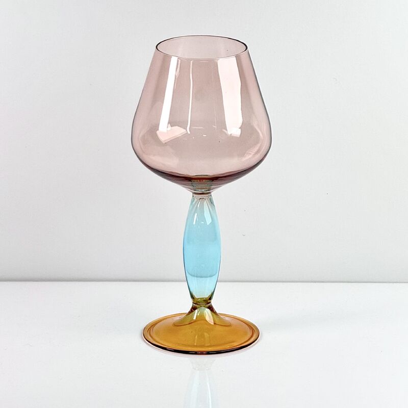 Qualidade Hand-Blown Gradient Color Borosilicate Wine Glasses, Multi-Color Artistic Stem Goblets for Wine, Cocktail, Home Bar & Party Decor fábrica