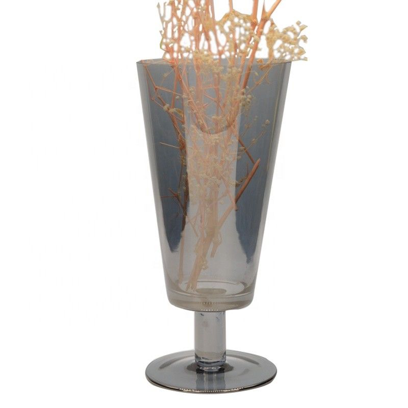 Stemed Electroplated Grey Glass Candle Holder Centerpieces