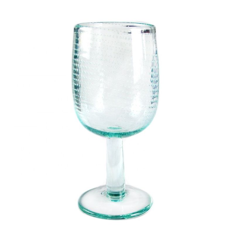 Natural Color Thick Wall 11oz Vintage Crystal Goblets With Bubbles