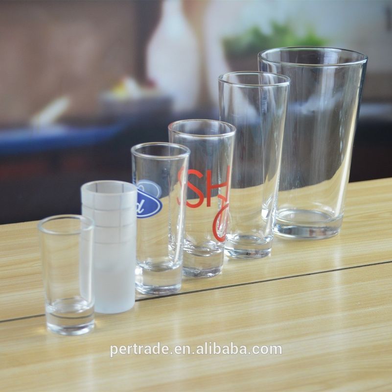 High White Glass Customized Color Logo Tequila Shot Glass , Crystal Shot Glasses