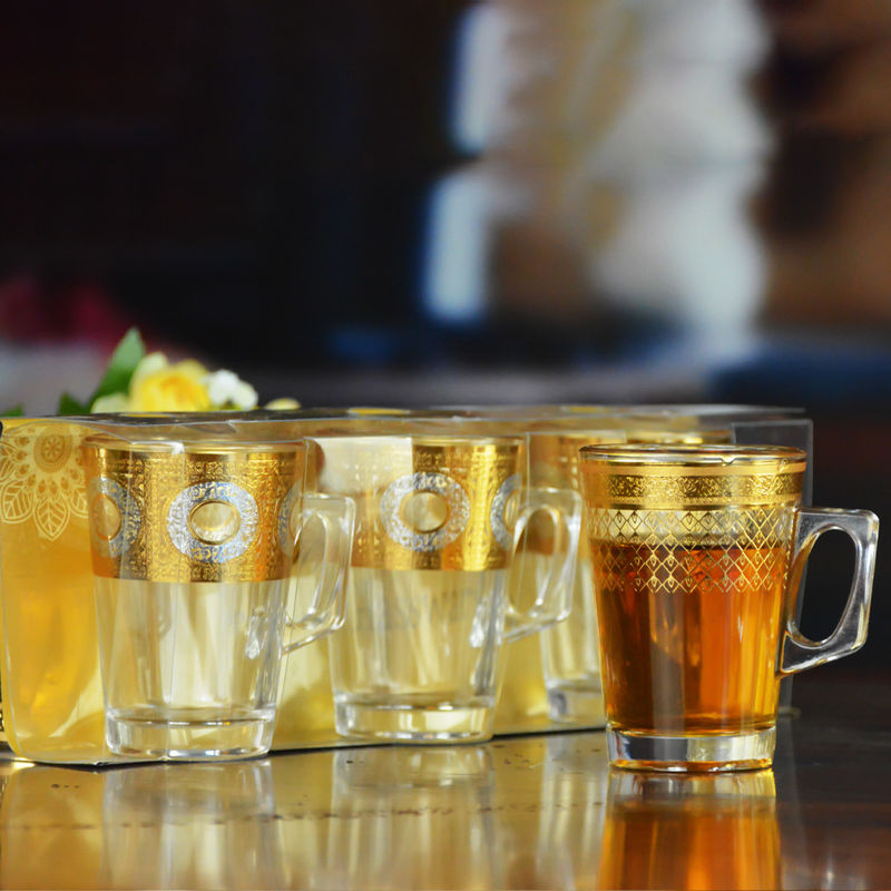 Golden Decorated Gold Decal Tumbler Drinking Glasses