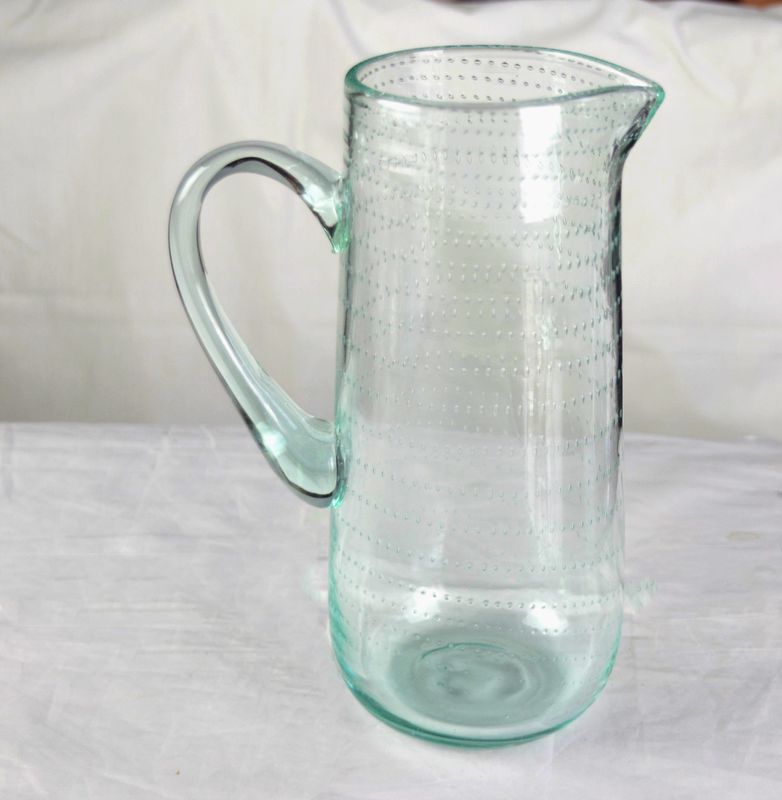 Recycle Green Spiraling Bubbles  Glass Water Pitcher , Large Glass Pitcher