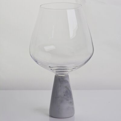 qualidade Vidro de vinho de cristal soprado à mão com base de caule de mármore cinza moderno, taça ultra clara, perfeita para jantares e todos os dias. fábrica