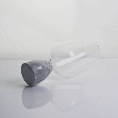 qualidade Vidro de vinho de cristal soprado à mão com base de caule de mármore cinza moderno, taça ultra clara, perfeita para jantares e todos os dias. fábrica