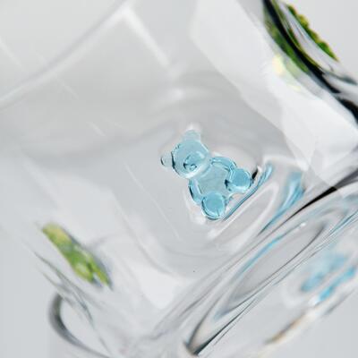 qualidade Copo de Icon de Ursinho de goma soprado à mão, 400 ml de copo limpo com ursinho colorido, copo de suco de uísque divertido para crianças adultos, presente de bares fofinhos fábrica