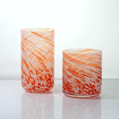 qualidade Hand-blown Orange Swirl Confetti Glass Cup - Artisan Crafted Drinking Glass for Whiskey and Cocktails fábrica