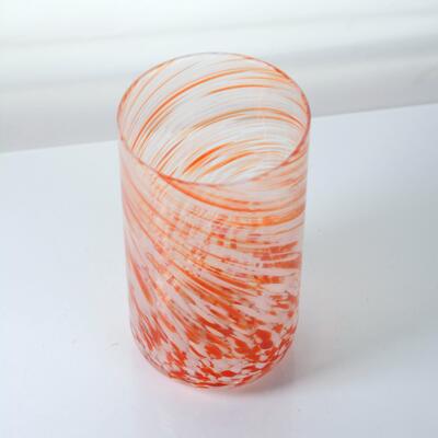 qualidade Hand-blown Orange Swirl Confetti Glass Cup - Artisan Crafted Drinking Glass for Whiskey and Cocktails fábrica